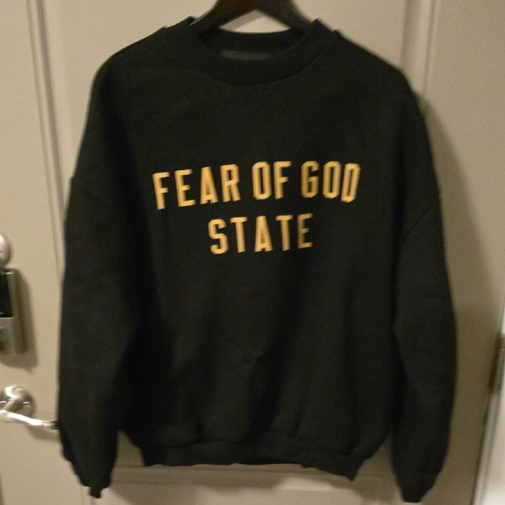 Small Fear Of God State Balck And Gold Sweatshirt